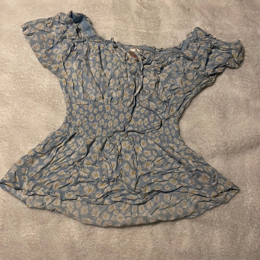 Women's Blue Floral Top